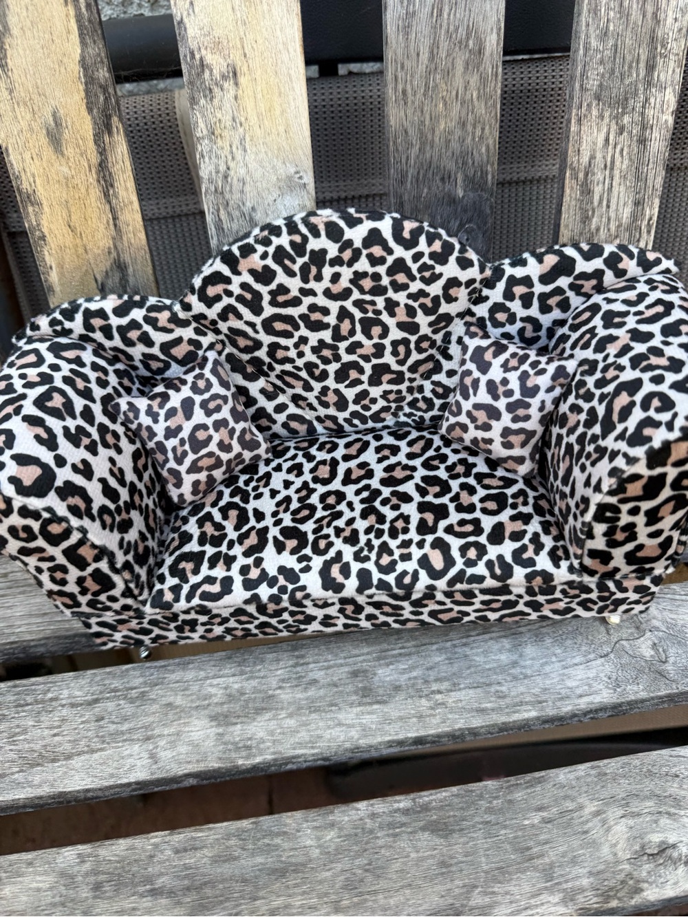 Leopard Print Accent Mini Sofa - Cream and Black couch doll furniture jewelry